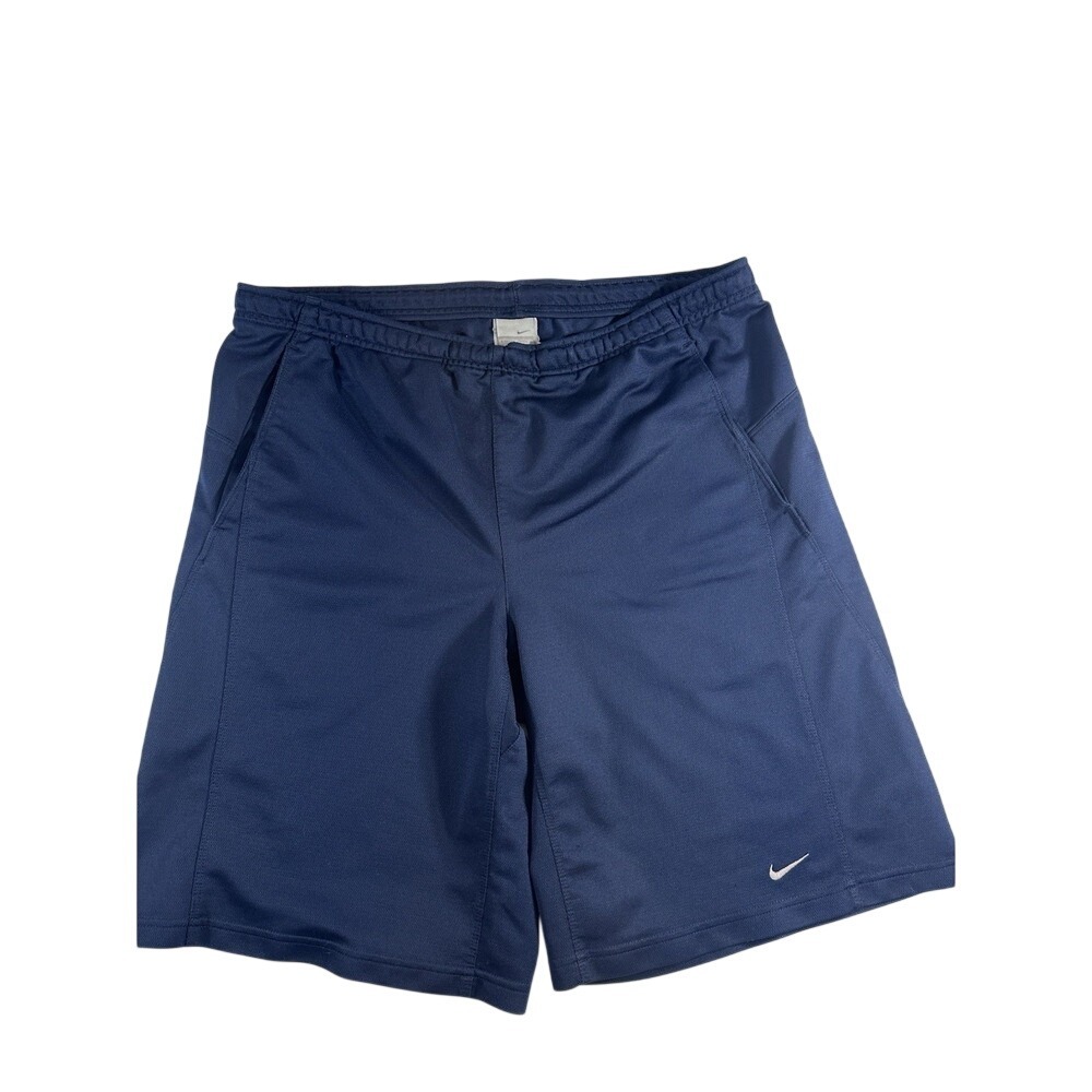 Nike Men's Basketball Athletic Shorts Large L Navy Blue Mesh Pockets Gym Swoosh